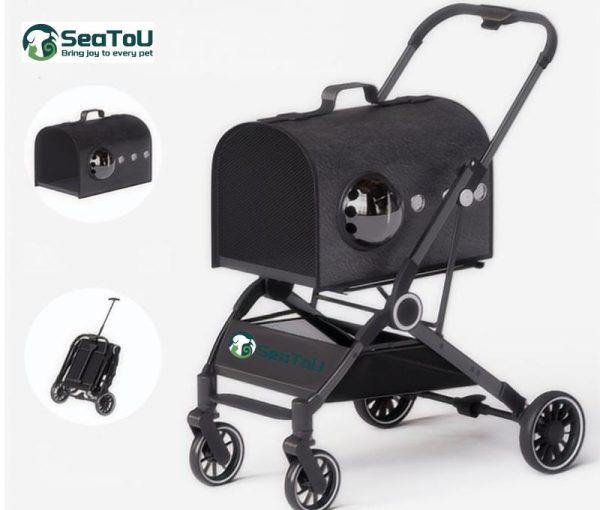 عربة جلدية قابلة للفصل للحيوانات الأليفة