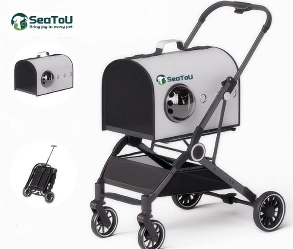 عربة جلدية قابلة للفصل للحيوانات الأليفة