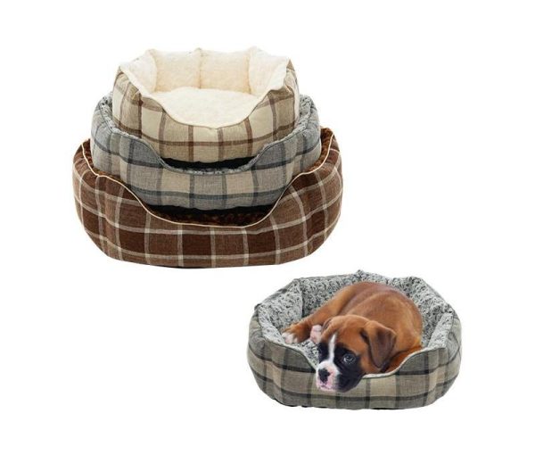 checkered-design-round-dog-bed-collection Checkered Design Round Dog Bed Collection