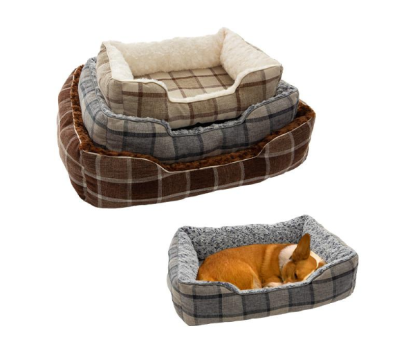 Checkered Design Rectangular Dog Bed Collection