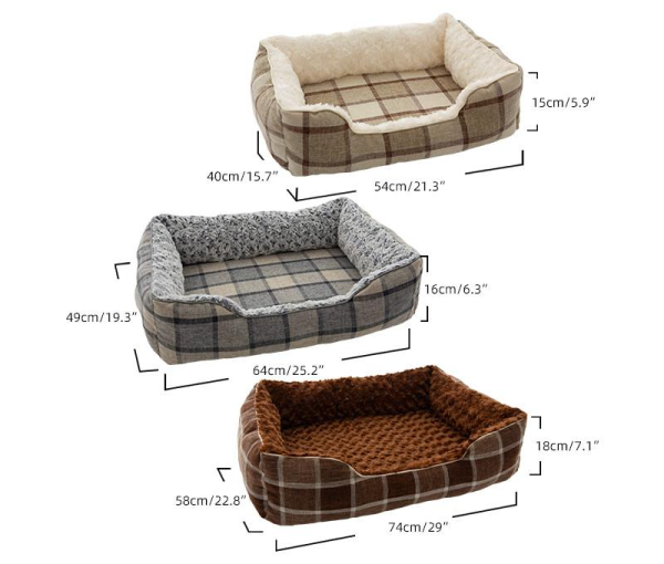 Checkered Design Rectangular Dog Bed Collection