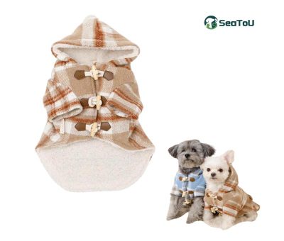 sweater-winter-pet-clothing-comfort-anti-bacterial-odor resistant-soft-1 Checkered Design Pet Cape Windproof Hat