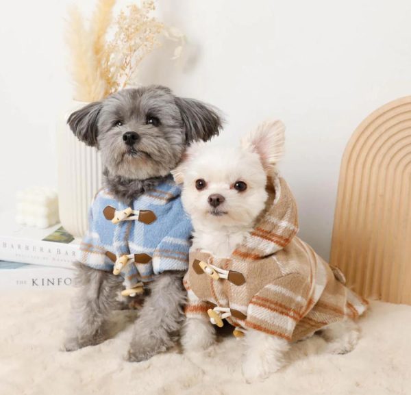 チェック柄ペットケープ風防帽子