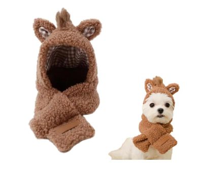 Animal print hooded scarf