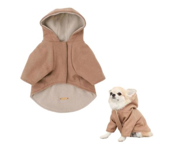 Double-faced two-tone wool hooded coat