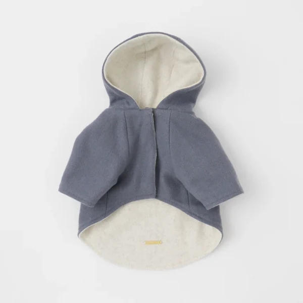 Double-faced two-tone wool hooded coat