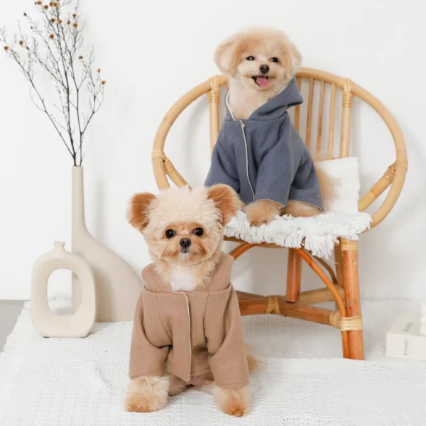 Double-faced two-tone wool hooded coat