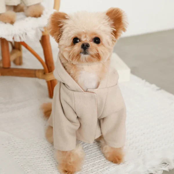 Double-faced two-tone wool hooded coat