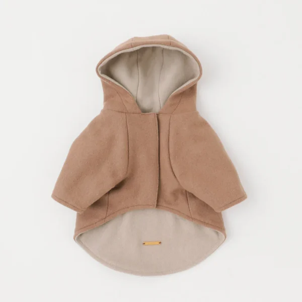 Double-faced two-tone wool hooded coat