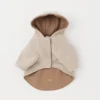 Double-faced two-tone wool hooded coat