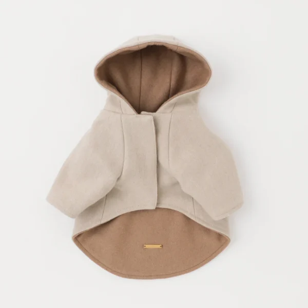 Double-faced two-tone wool hooded coat