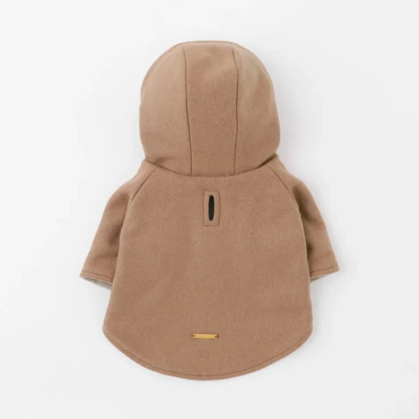 Double-faced two-tone wool hooded coat