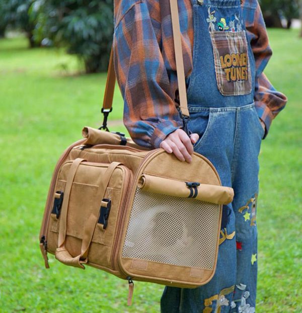 Expandable Large-Space Single Shoulder Handbag Travel Cat Carrier Bag