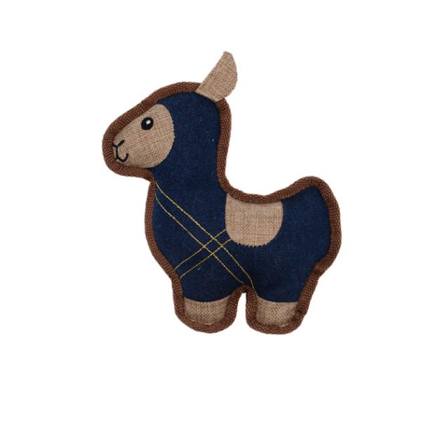 Custom Denim & Burlap Bind Seam Stuffed Squeaky Dog Toy