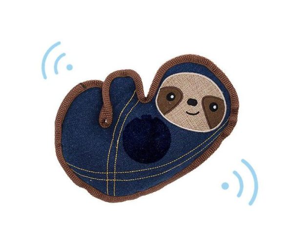 Custom Denim & Burlap Bind Seam Stuffed Squeaky Dog Toy