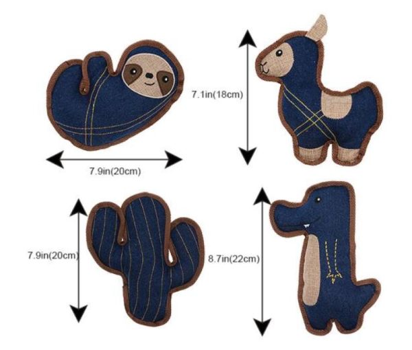 Custom Denim & Burlap Bind Seam Stuffed Squeaky Dog Toy