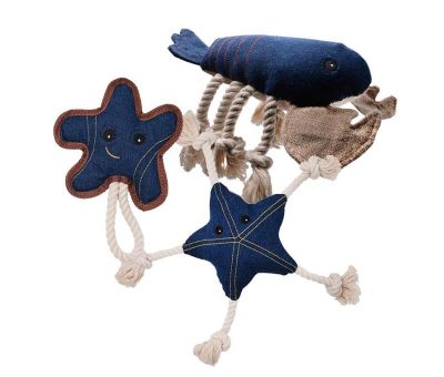 Denim Sea Animals Collection With Rope Dog Chew Toys