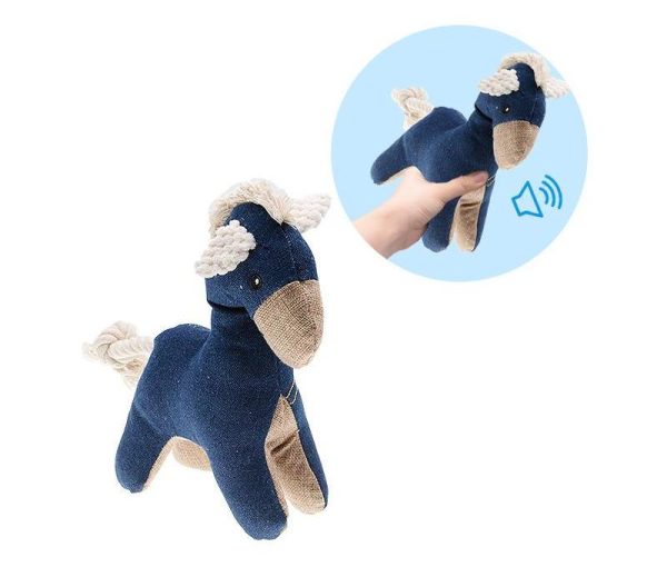 Patched Denim Animals Squeaky Dog Toys Collection