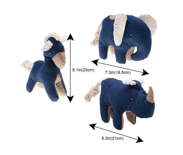 Patched Denim Animals Squeaky Dog Toys Collection