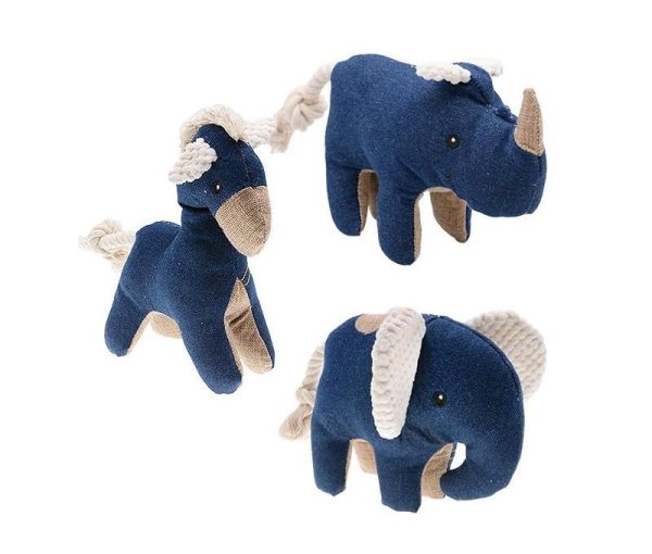 Patched Denim Animals Squeaky Dog Toys Collection