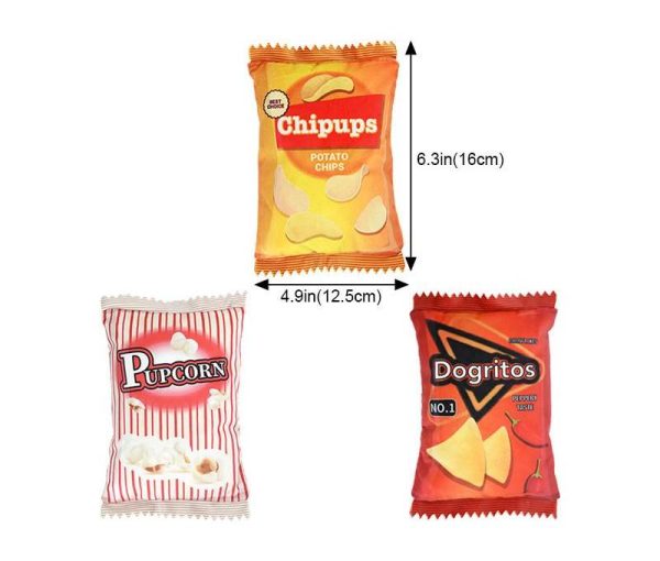 Realistic Chips Packet Squeaky Plush Dog Toys Collection