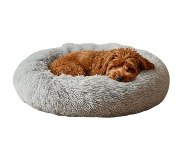 Round Fluffy Polyester Plush Pet Bed