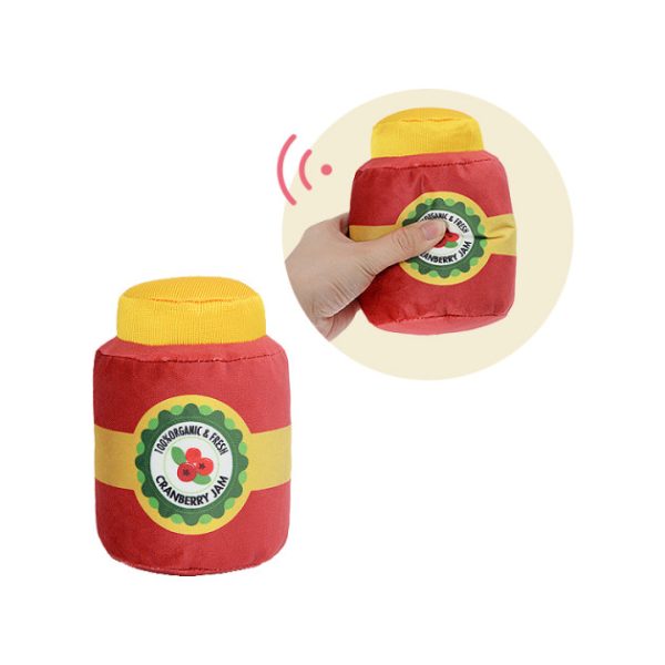 Simple Design Food In A Jar Collection Squeaky Plush Dog Toy