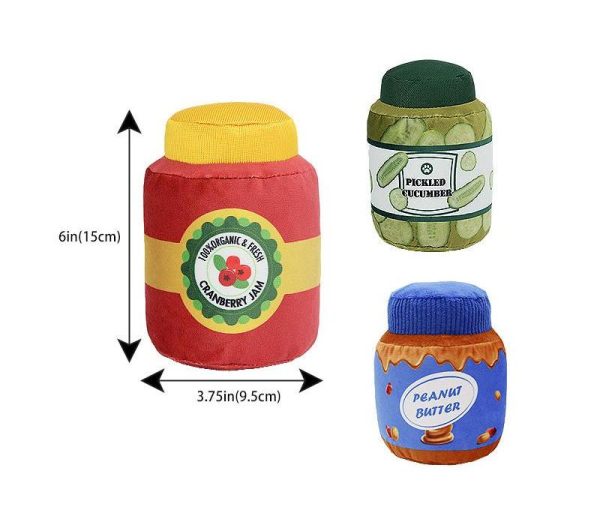 Simple Design Food In A Jar Collection Squeaky Plush Dog Toy