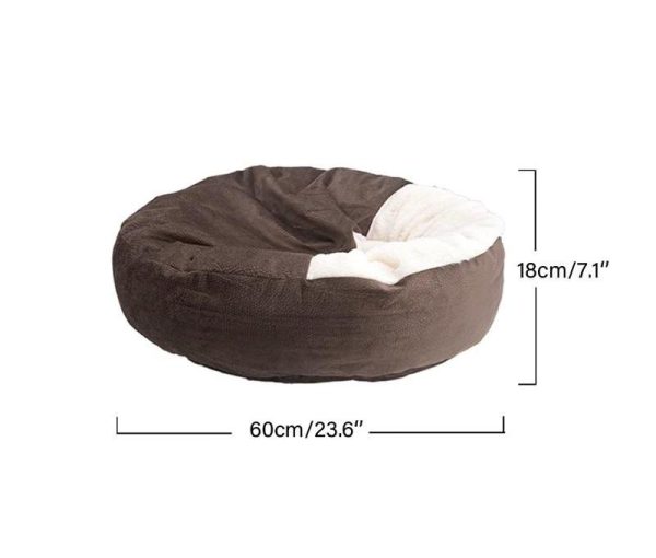 Soft Comfortable Round Pet Bed with Hooded Blanket