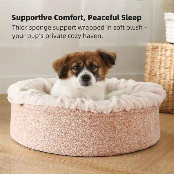 Round Cat Bed Removable Body Support Clam Pet Bed