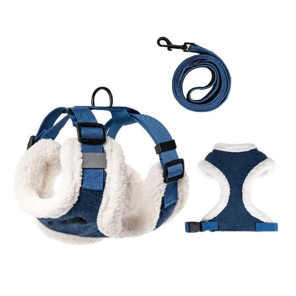 a vest-style dog harness with leash A A vest-style dog harness with leash